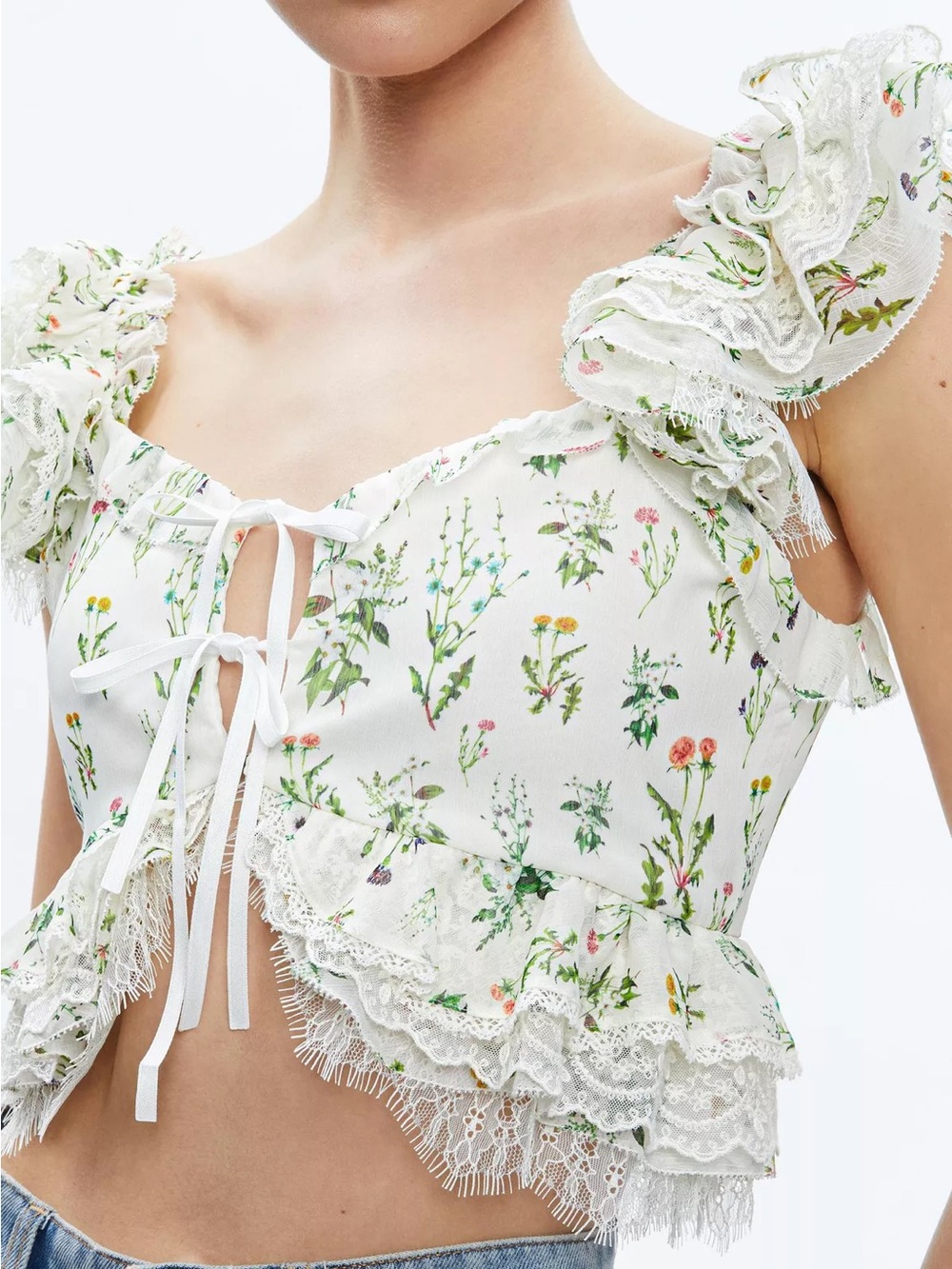 Alice + Olivia Charline Ruffle Crop Top Size XS